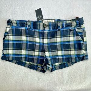 NWT Abercrombie & Fitch Plaid Women's Shorts in Blue and Green Size 2